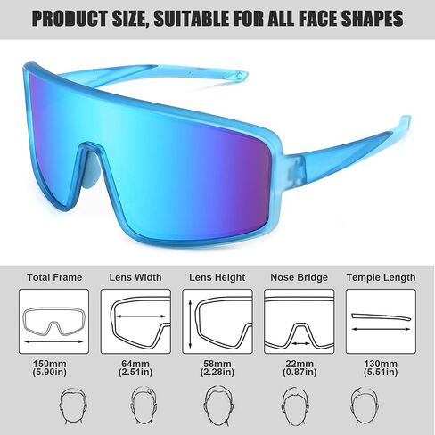Karsaer Vision Men Women Sports Sunglasses Cycling Glasses Baseball Sunglasses for Youth Kids Teens 8-12 in Kuwait