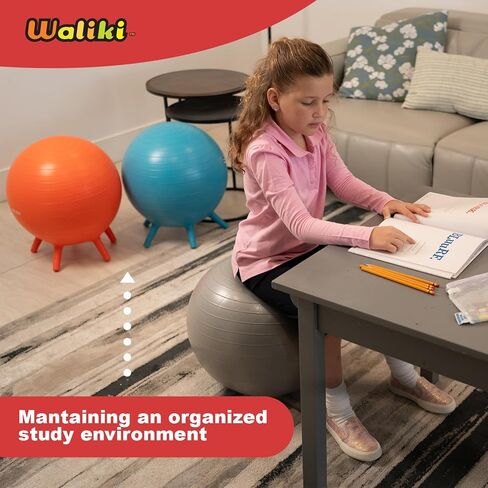 WALIKI TOYS كرسي كرة للأطفال بأقدام، مقعد بديل للفصل الدراسي (كرسي كروي متوازن قابل للنفخ مع أرجل ثابتة للمدرسة، مضخة متضمنة، in Kuwait