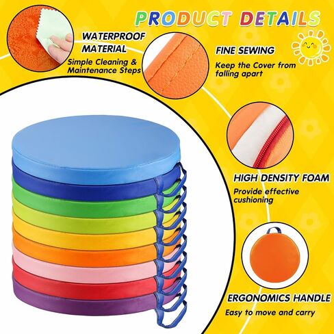 Marsui 18 Pcs Round Floor Cushions Classroom Flexible Seating with Handle Daycare Foam Colorful Floor Seating for School Kindergarten Classroom Home Nursery Supplies(Macaron Color) in Saudi Arabia