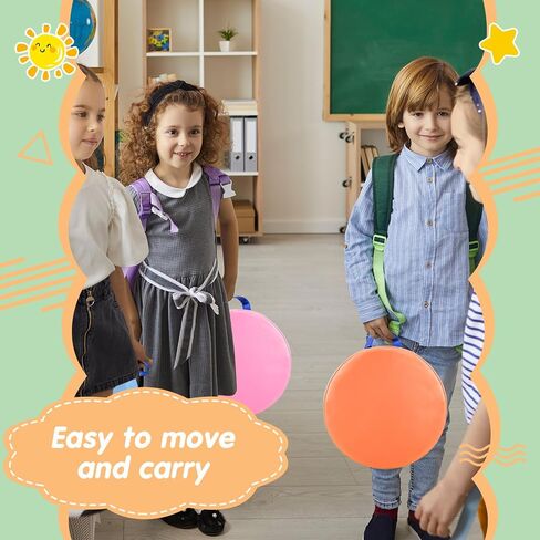 Marsui 18 Pcs Round Floor Cushions Classroom Flexible Seating with Handle Daycare Foam Colorful Floor Seating for School Kindergarten Classroom Home Nursery Supplies(Macaron Color) in Saudi Arabia