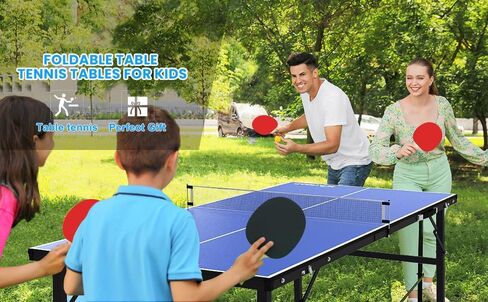 Portable Ping Pong Table,Mid-Size Foldable Tennis Table with Net for Indoor Outdoor,Blue,60 x 26 x 27.5 Inch in Saudi Arabia