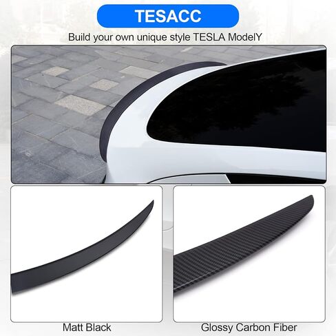 TESACC لـ Tesla Model Y، جناح خلفي أصلي ABS لـ 2020-2023 Tesla Model Y، سبويلر خلفي، جناح خلفي، غطاء صندوق خلفي، ملحقات طراز Y (سبويلر OEM، أسود مطفي)... in Saudi Arabia