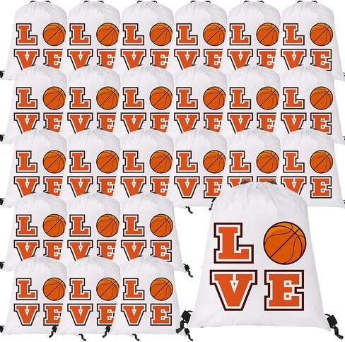 LEIFIDE 24 Pcs Basketball Gift Bags Basketball Drawstring Bag Basketball Party Favors Basketball Goodie Bags Basketball Birthday Party Supplies Backpack Sack Bag for Gym Sport in Saudi Arabia