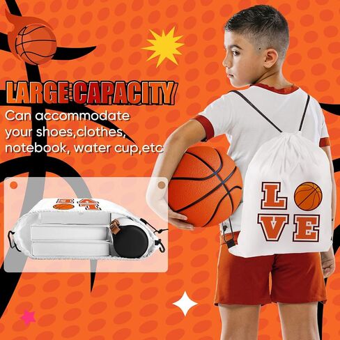 LEIFIDE 24 Pcs Basketball Gift Bags Basketball Drawstring Bag Basketball Party Favors Basketball Goodie Bags Basketball Birthday Party Supplies Backpack Sack Bag for Gym Sport in Saudi Arabia