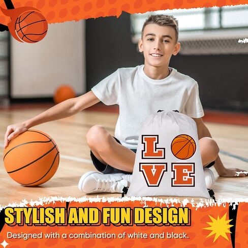 LEIFIDE 24 Pcs Basketball Gift Bags Basketball Drawstring Bag Basketball Party Favors Basketball Goodie Bags Basketball Birthday Party Supplies Backpack Sack Bag for Gym Sport in Saudi Arabia