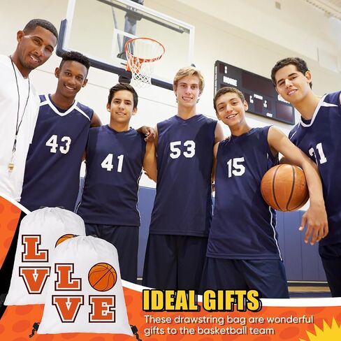 LEIFIDE 24 Pcs Basketball Gift Bags Basketball Drawstring Bag Basketball Party Favors Basketball Goodie Bags Basketball Birthday Party Supplies Backpack Sack Bag for Gym Sport in Saudi Arabia