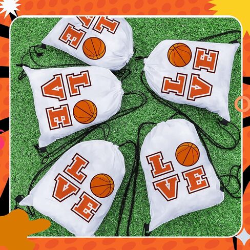 LEIFIDE 24 Pcs Basketball Gift Bags Basketball Drawstring Bag Basketball Party Favors Basketball Goodie Bags Basketball Birthday Party Supplies Backpack Sack Bag for Gym Sport in Saudi Arabia