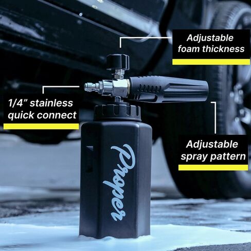 شركة Proper Detailing مدفع رغوي لغسالة الضغط - اغسل سيارتك بشكل أسرع وأكثر أمانًا - يتضمن فتحة إضافية 1.1 و1.25، تصميم ذو فم واسع لسهولة التعبئة - مدفع رغوي لغسيل السيارات عالي الجودة in Saudi Arabia