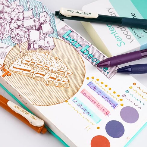WRITECH Retractable Gel Pens Quick Dry Ink Pens Fine Point 0.5mm Multicolor For Journaling, Drawing, Doodling, and Notetaking (Multicolor) in Kuwait