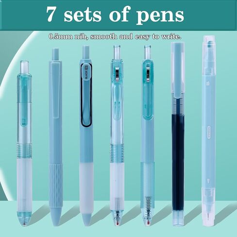 E-AOCJMH 5PCS Gel Pen Ballpoint Pens, 0.5mm Black Ink Pen Office Supplies Gifts (PEN green) in Saudi Arabia
