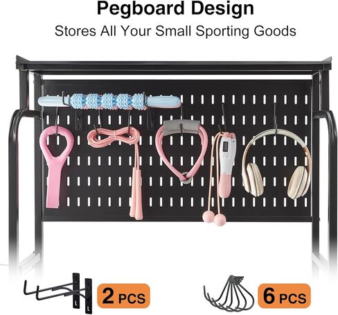 Lauren&Harold Large Dumbbell Rack Weight Rack, Home Gym Storage Rack for Dumbbells Kettlebells Yoga Mat, Weight Rack Stand for Dumbbells, All in One Workout Equipment Storage with Wheels and Hooks in Kuwait