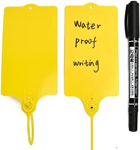 100 Black Plastic Tags Shipping Tags Water Proof Tags for Labeling Shipping Labels Security Seals Writable Marker Ties Hanging Tags Storage Tag with One Marker Pen in Saudi Arabia