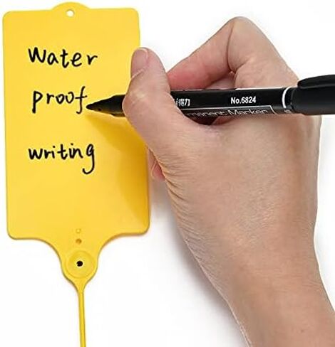 100 Black Plastic Tags Shipping Tags Water Proof Tags for Labeling Shipping Labels Security Seals Writable Marker Ties Hanging Tags Storage Tag with One Marker Pen in Saudi Arabia