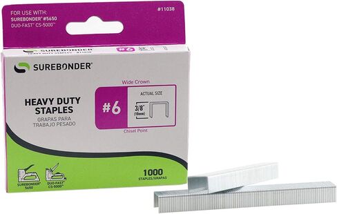 Surebonder 11038 نوع ثنائي سريع التحمل، طول الساق 3/8 بوصة، دبوس تاج .485 بوصة، عدد 1000 in Saudi Arabia