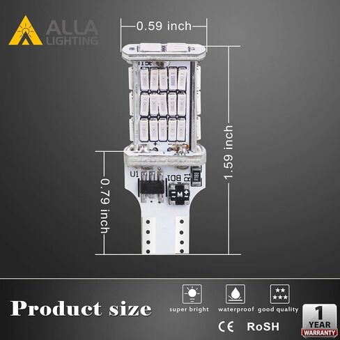 Alla Lighting 2600lm T10/T15 912 921 Strobe LED Back-up Reverse، مصابيح أضواء الفرامل الثالثة، 6000K White Super Bright 922 W16W 906 4014-SMD مصابيح وامضة للسيارات والشاحنات وRVs وسيارات الدفع الرباعي in Kuwait