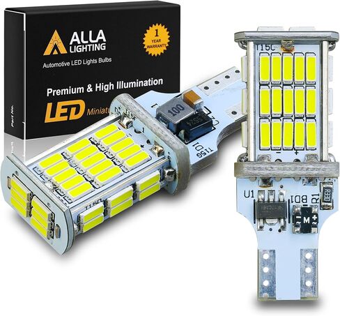 Alla Lighting 2600lm T10/T15 912 921 Strobe LED Back-up Reverse، مصابيح أضواء الفرامل الثالثة، 6000K White Super Bright 922 W16W 906 4014-SMD مصابيح وامضة للسيارات والشاحنات وRVs وسيارات الدفع الرباعي in Kuwait