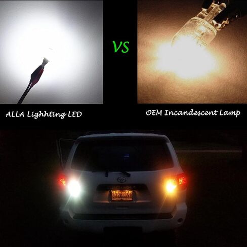Alla Lighting 2600lm T10/T15 912 921 Strobe LED Back-up Reverse، مصابيح أضواء الفرامل الثالثة، 6000K White Super Bright 922 W16W 906 4014-SMD مصابيح وامضة للسيارات والشاحنات وRVs وسيارات الدفع الرباعي in Kuwait