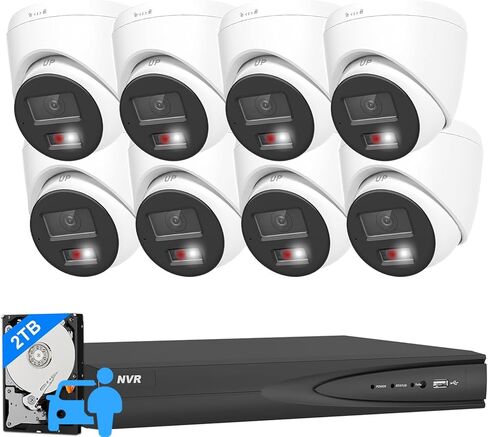 نظام كاميرا أمان Anpviz 8 قنوات PoE مع اكتشاف الإنسان/المركبة، مسجل 4K 8CH NVR مع محرك أقراص ثابتة سعة 4 تيرابايت، 8 قطع ذكية مزدوجة الألوان للرؤية الليلية كاميرات IP خارجية مع صوت للتسجيل على مدار الساعة طوال أيام الأسبوع in Kuwait