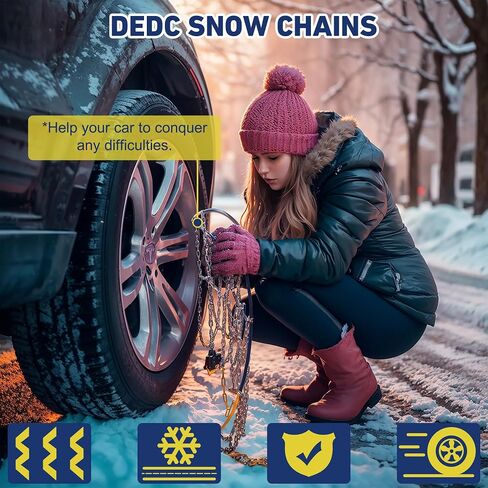 سلاسل الثلج DEDC للسيارة، سلاسل إطارات الثلج لسيارات الدفع الرباعي والشاحنات، سلاسل عجلة الجر لإطارات السيارات 1 دقيقة سريعة التركيب وسهلة المنشار سلسلة جر الطوارئ العالمية القابلة لإعادة الاستخدام - مجموعة من 2 MS1521 in Kuwait