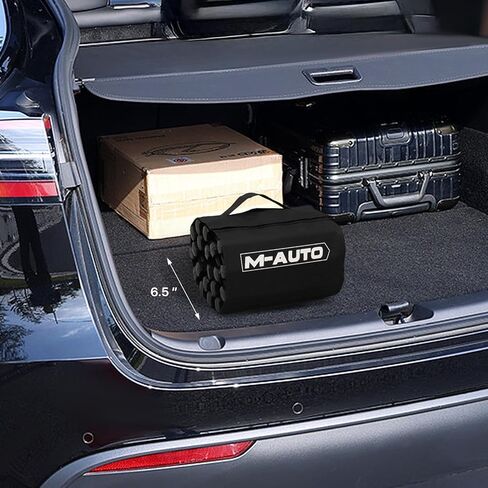 M-AUTO قطعتان من سجادات جر الإطارات لمسارات استعادة الثلوج المحمولة للمركبة في الطين والثلج والجليد والرمل، أجهزة طوارئ قابلة لللف مقاس 32 بوصة مع حقيبة تخزين، تحميل 7.7 طن in Saudi Arabia