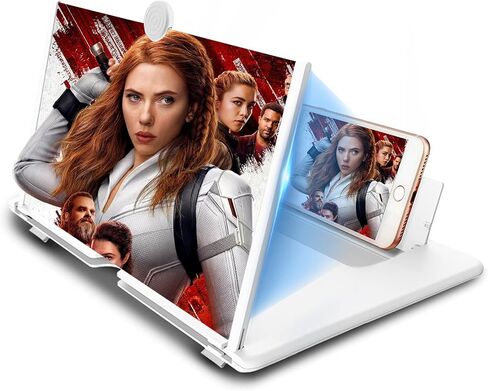 16 inch Foldable Phone Screen Magnifier Mobile Phone Amplifier with Folding Stand Holder Enlarger for Movies,Videos,Reading. Portable Cell Phone Magnifier Screen,Compatible with All Smartphones(White) in Saudi Arabia