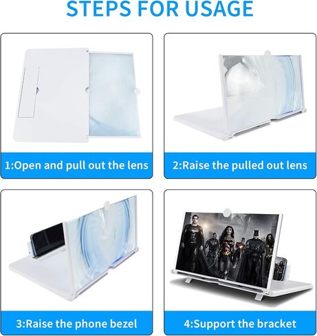 16 inch Foldable Phone Screen Magnifier Mobile Phone Amplifier with Folding Stand Holder Enlarger for Movies,Videos,Reading. Portable Cell Phone Magnifier Screen,Compatible with All Smartphones(White) in Saudi Arabia