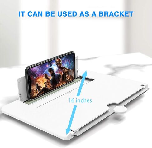 16 inch Foldable Phone Screen Magnifier Mobile Phone Amplifier with Folding Stand Holder Enlarger for Movies,Videos,Reading. Portable Cell Phone Magnifier Screen,Compatible with All Smartphones(White) in Saudi Arabia