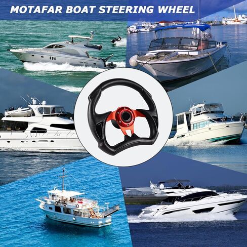 عجلة قيادة قارب MOTAFAR مع عمود مدبب 3/4 بوصة، عجلة قيادة من جلد الفينيل المضاد للانزلاق لـ Seastar وVerad، إلخ. للقوارب البحرية والسفن واليخوت والقارب العائم (5117-أزرق) in Kuwait