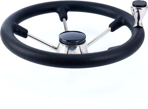 عجلة قيادة Amarine Made ذات 5 قضبان مدمرة بحرية للقارب مقاس 13-1/2 بوصة مع مقبض ومقبض من الفوم الأسود in Kuwait