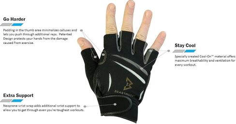 Men's Beastmode Half Finger Fitness Gloves in Saudi Arabia