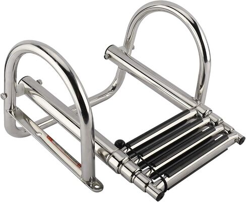 YaeMarine Stainless Steel in-Board 4 Steps Telescoping Ladder Folding Dock Ladder for Marine Boat Yacht Swimming Pool in Saudi Arabia