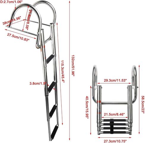 YaeMarine Stainless Steel in-Board 4 Steps Telescoping Ladder Folding Dock Ladder for Marine Boat Yacht Swimming Pool in Saudi Arabia