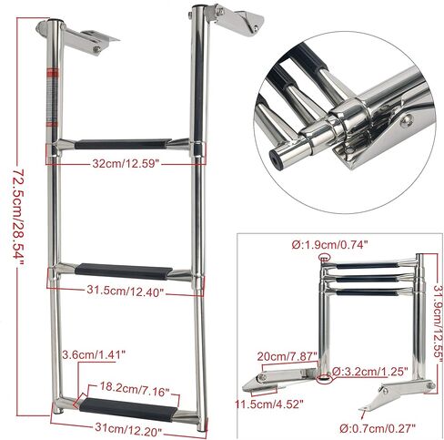 سلم سباحة من الفولاذ المقاوم للصدأ مكون من 3 خطوات مصنوع من أمارين 8331BBD in Kuwait