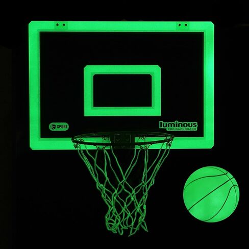 Extra Large Basketball Hoop for Youth with Luminous Basketball Net Indoor 23"X 16" Pre-Assembled Portable Over The Door with Flex Rim, Includes One Deflated Basketball with Pump, for Indoor in Saudi Arabia