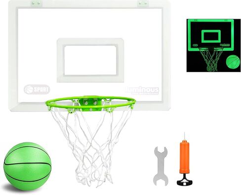 Extra Large Basketball Hoop for Youth with Luminous Basketball Net Indoor 23"X 16" Pre-Assembled Portable Over The Door with Flex Rim, Includes One Deflated Basketball with Pump, for Indoor in Saudi Arabia