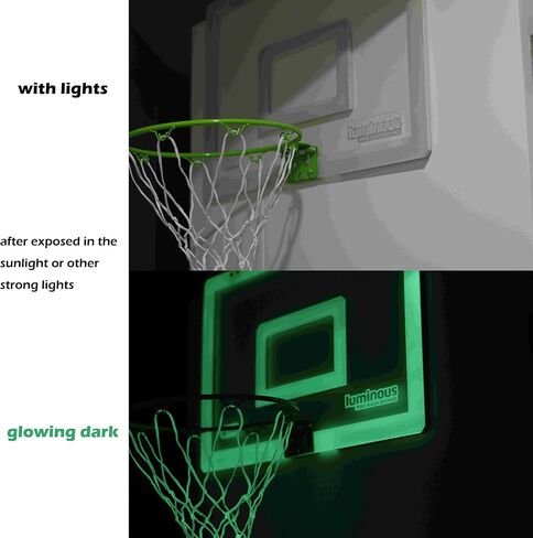 Extra Large Basketball Hoop for Youth with Luminous Basketball Net Indoor 23"X 16" Pre-Assembled Portable Over The Door with Flex Rim, Includes One Deflated Basketball with Pump, for Indoor in Saudi Arabia