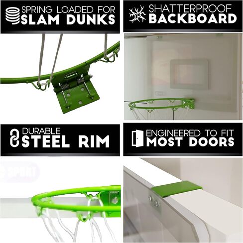 Extra Large Basketball Hoop for Youth with Luminous Basketball Net Indoor 23"X 16" Pre-Assembled Portable Over The Door with Flex Rim, Includes One Deflated Basketball with Pump, for Indoor in Saudi Arabia