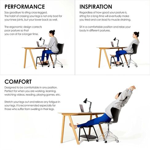 مسند قدم مكتب 'رومو DSP مع غطاء قماش رمادي فاتح مخملي' يناسب جسدي، مقعد قابل للتعديل بطبقة مزدوجة، مسند للقدمين + مسند للقدمين، حياة مكتبية إبداعية مريحة in Kuwait