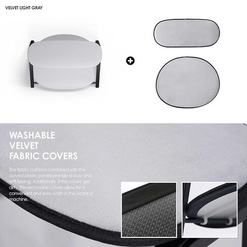 مسند قدم مكتب 'رومو DSP مع غطاء قماش رمادي فاتح مخملي' يناسب جسدي، مقعد قابل للتعديل بطبقة مزدوجة، مسند للقدمين + مسند للقدمين، حياة مكتبية إبداعية مريحة in Kuwait