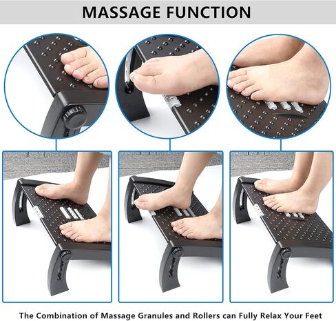 مسند قدم قابل للتعديل تحت المكتب في العمل، مقعد قدم مريح مع بكرات للتدليك، 6 إمالة و25 درجة تعديل زاوية للمنزل والمكتب in Kuwait