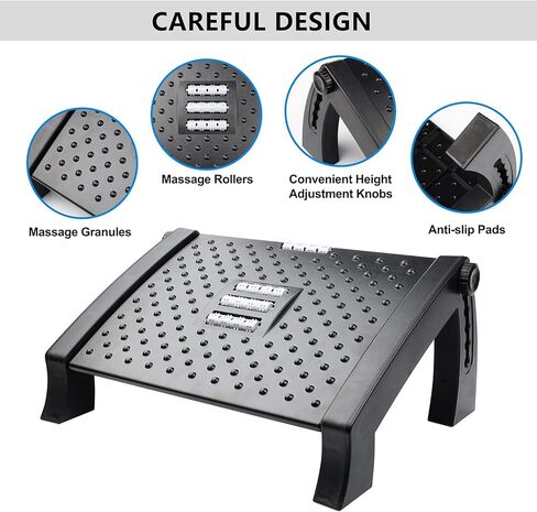 مسند قدم قابل للتعديل تحت المكتب في العمل، مقعد قدم مريح مع بكرات للتدليك، 6 إمالة و25 درجة تعديل زاوية للمنزل والمكتب in Kuwait