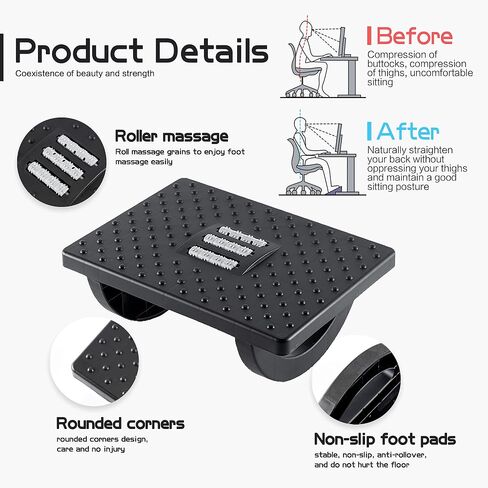 Foot Rest Under Desk, Under Desk Footrest Rocking, Larger Size Office Desk Footrest, Rocking Foot Nursing Stool, Rocker Balance Board, Ergonomic Design for Posture Support, Office and Home Use (White) in Saudi Arabia