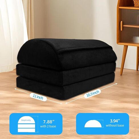 Foot Rest for Under Desk at Work, Double Layer Adjustable Height Foot Stool, Multifunctional Washable Under Desk Footrest for Office, Home, Car, Ergonomic Design for Back -Black - Double Layer in Saudi Arabia