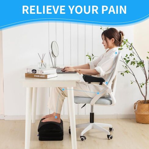 Foot Rest for Under Desk at Work, Double Layer Adjustable Height Foot Stool, Multifunctional Washable Under Desk Footrest for Office, Home, Car, Ergonomic Design for Back -Black - Double Layer in Saudi Arabia