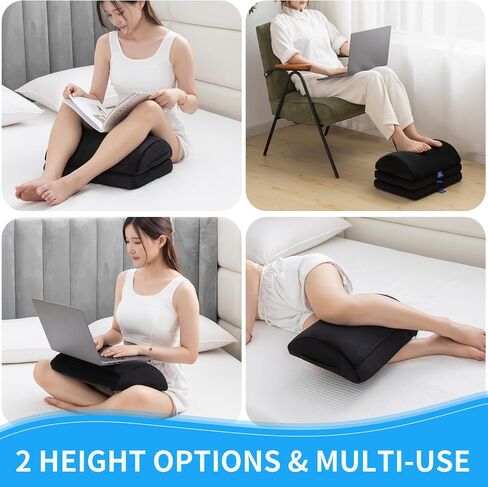 Foot Rest for Under Desk at Work, Double Layer Adjustable Height Foot Stool, Multifunctional Washable Under Desk Footrest for Office, Home, Car, Ergonomic Design for Back -Black - Double Layer in Saudi Arabia