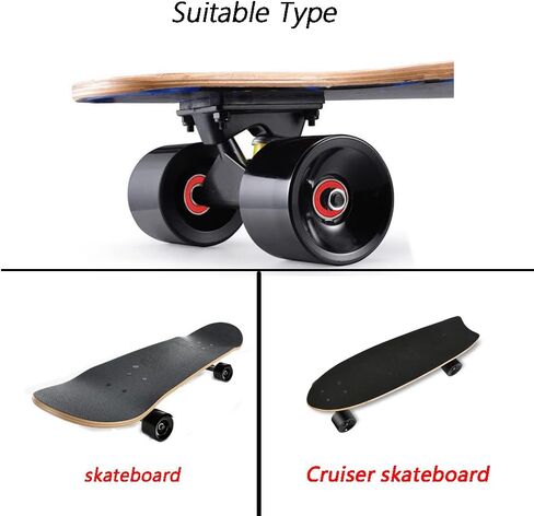 عجلات لوح تزلج 60 مم 80 أمبير مع محامل وفواصل ABEC-9، أداة لوح التزلج، وسادات رفع لوح التزلج، مسامير براغي لأجهزة لوح التزلج، مناسبة لألواح التزلج على الجليد، لوح بيني - أسود in Kuwait