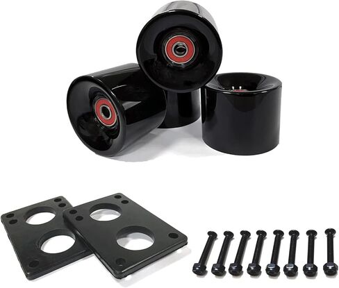 عجلات لوح تزلج 60 مم 80 أمبير مع محامل وفواصل ABEC-9، أداة لوح التزلج، وسادات رفع لوح التزلج، مسامير براغي لأجهزة لوح التزلج، مناسبة لألواح التزلج على الجليد، لوح بيني - أسود in Kuwait