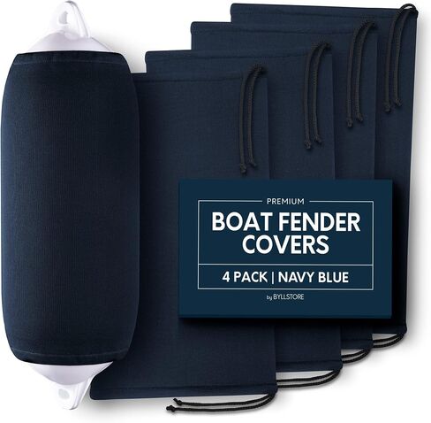 Boat Fender Covers | 6″ x 18″, 8″ x 22″, 9″ x 26″, 10″ x 26″ & 12″ x 34″ | Black & Navy Blue | 1, 2 & 4-Pack | Polyester in Saudi Arabia