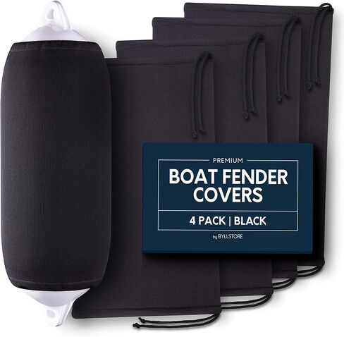 Boat Fender Covers | 6″ x 18″, 8″ x 22″, 9″ x 26″, 10″ x 26″ & 12″ x 34″ | Black & Navy Blue | 1, 2 & 4-Pack | Polyester in Saudi Arabia