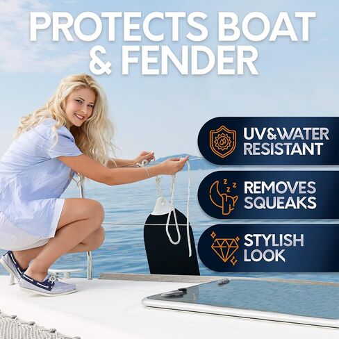 Boat Fender Covers | 6″ x 18″, 8″ x 22″, 9″ x 26″, 10″ x 26″ & 12″ x 34″ | Black & Navy Blue | 1, 2 & 4-Pack | Polyester in Saudi Arabia